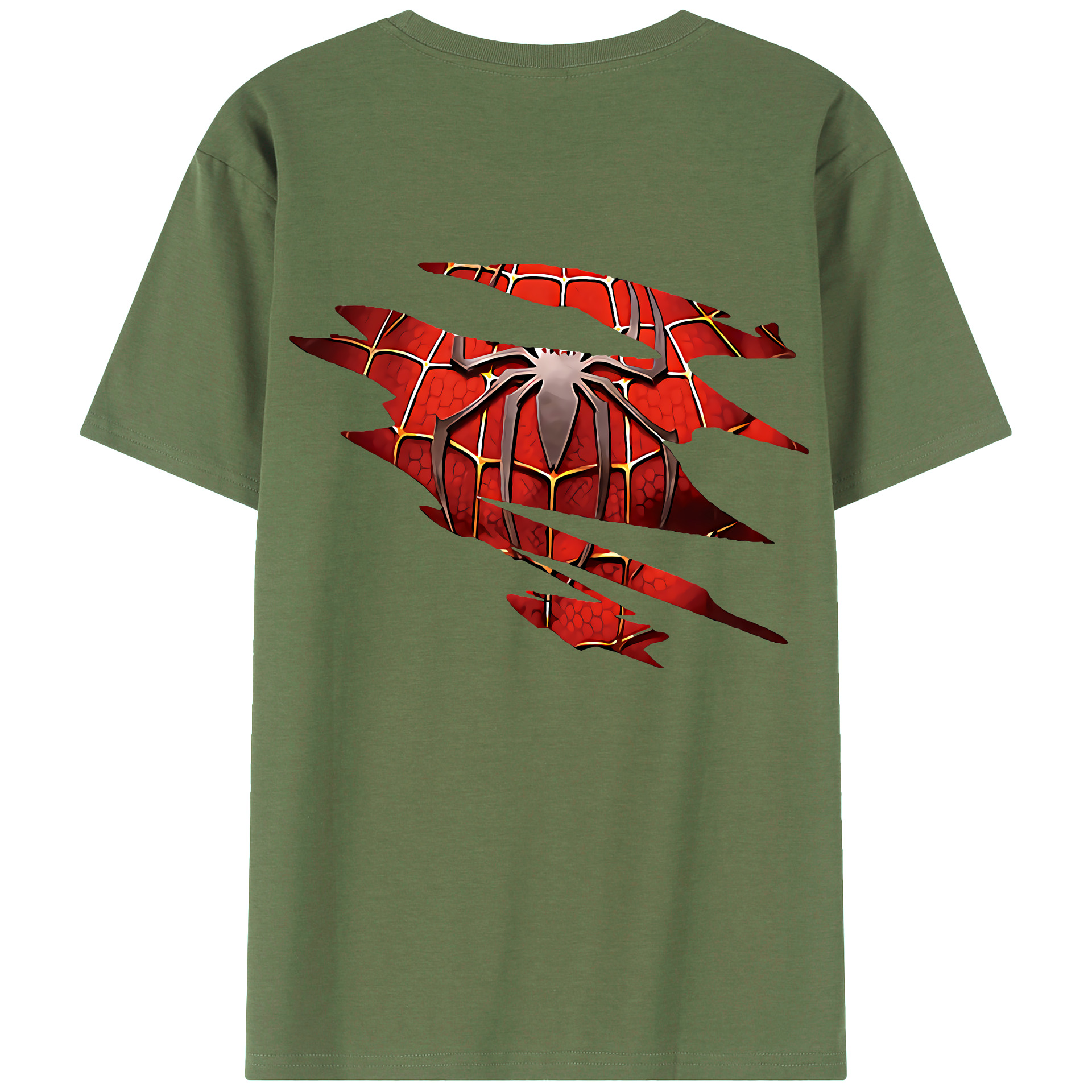 （画像用） Spider Man スパイダーマン 綿100％ メンズ半袖Tシャツ（バックプリント） 通気性
